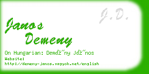 janos demeny business card